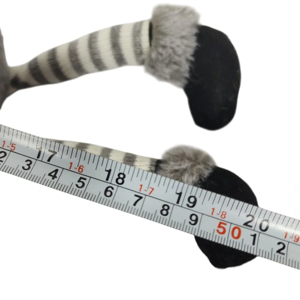Gray Faux Fur Gnome Plush Toy Decorative Standing Figure with Striped‎ Legs